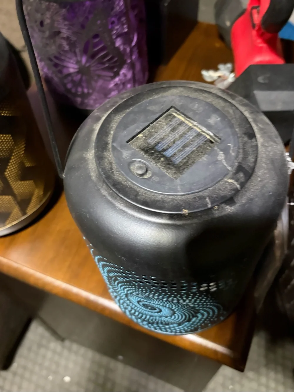 Black and Teal Spiral Metal Lantern - Home Accent